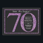 サプライズ70th誕生日招待状パープルグリッター 招待状<br><div class="desc">サプライズ70th誕生日招待状。黒と紫のグリッター誕生日パーティー招待状と黒板の背景。サプライズ誕生日。大人誕生日。男性または女性の日バッシュパーティー。さらにカスタマイクリックズを行う場合はカスタマイズ、「IT」ボタンをクリックし、このテンプレートを変更するために当社のデザインツールを使用する。</div>