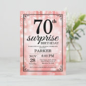 サプライズ70th誕生日招待状ピンクグリッター 招待状 (スタンド正面)
