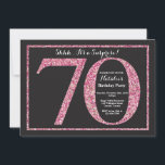 サプライズ70th誕生日招待状ピンクグリッター 招待状<br><div class="desc">サプライズ70th誕生日招待状。黒とピンクのグリッター誕生日パーティー招待状と黒板の背景。サプライズ誕生日。大人誕生日。男性または女性の日バッシュパーティー。さらにカスタマイクリックズを行う場合はカスタマイズ、「IT」ボタンをクリックし、このテンプレートを変更するために当社のデザインツールを使用する。</div>