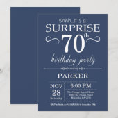 サプライズ70th誕生日招待状ブルー 招待状 (正面/裏面)