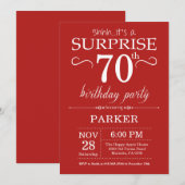 サプライズ70th誕生日招待状レッド 招待状 (正面/裏面)
