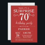 サプライズ70th誕生日招待状レッド 招待状<br><div class="desc">赤の背景を持つ第70誕生日招待状を驚かせます。大人の誕生日。男性か女性のBday招待状。13.15.16.18.21.30.40.50.60.70.80.90.100.何歳でもさらにカスタマイズするには、「クリックカスタマイズit」ボタンをクリックし、デザインツールを使用してこのテンプレートを変更してください。</div>