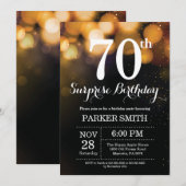 サプライズ70th誕生日招待状金ゴールドグリッター 招待状 (正面/裏面)