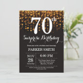 サプライズ70th誕生日招待状金ゴールドグリッター 招待状 (スタンド正面)