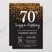 サプライズ70th誕生日招待状金ゴールドグリッター 招待状 (正面/裏面)