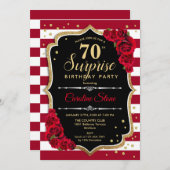 サプライズ70th誕生日-白黒赤 招待状 (正面/裏面)