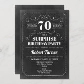 サプライズ70th誕生日- Chalkboard 招待状 (正面/裏面)