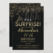 サプライズ70th Birthday Party for Women, Black 招待状 (正面/裏面)