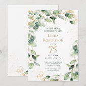 サプライズ75歳の誕生日 ユーカリ 招待状 (正面/裏面)