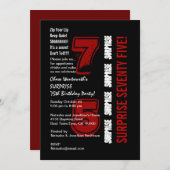 サプライズ75番目の誕生日レッモダンド白黒W200 招待状 (正面/裏面)