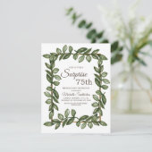 サプライズ75誕生日グリーン葉女子女性 招待状 (スタンド正面)