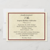 サプライズ75th誕生日パーティー招待状交換機 招待状 (裏面)