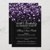 サプライズ80歳の誕生日パーティー紫の真夜中のグラム 招待状 (正面/裏面)