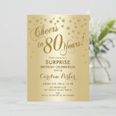 サプライズ80歳の誕生日パーティー - ゴールド 招待状 (スタンド正面)