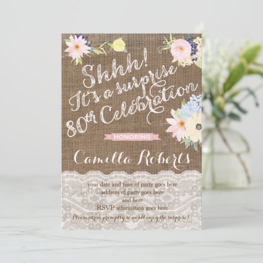 サプライズ80歳の誕生日招待状、サプライズパーティー 招待状 (スタンド正面)