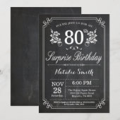 サプライズ80歳の誕生日招待状 黒板 招待状 (正面/裏面)