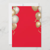 サプライズ80歳の誕生日 赤と金の風船 招待状 (裏面)