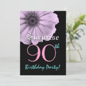 サプライズ80誕生日テンプレートパープルデイジー 招待状 (スタンド正面)