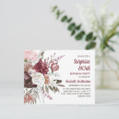 サプライズ80誕生日ブルゴーニュ赤面ピンクフローラ ポストカード (スタンド正面)