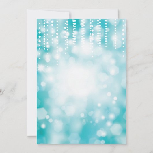 サプライズ80誕生日招待状ティール（緑がかった色）グリッター 招待状 (裏面)