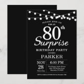 サプライズ80誕生日招待状白黒 招待状 (正面/裏面)