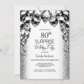 サプライズ80誕生日白黒バルーンパーティー 招待状 (正面)