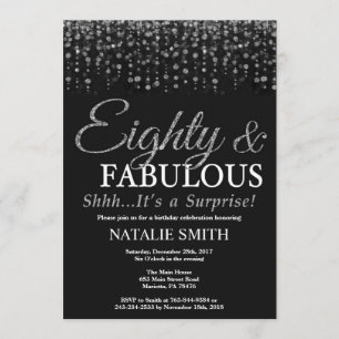 サプライズ80誕生日80と素晴らしい銀 招待状