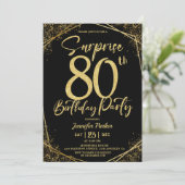 サプライズ80thバースデーパーティシックブラック&金ゴールド 招待状 (スタンド正面)