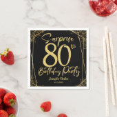 サプライズ80thバースデーパーティブラック&金ゴールドグリッター スタンダードカクテルナプキン (インサイチュ)