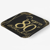 サプライズ80thバースデーパーティブラック&金ゴールドグリッター ペーパープレート (傾斜あり)