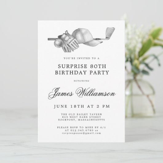 サプライズ80thバースデーパーティーゴルフテーマ 招待状 (スタンド正面)