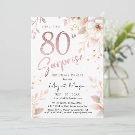 サプライズ80thバースデーパーティーバラ金ゴールドガールフローラ 招待状 (スタンド正面)