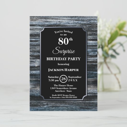 サプライズ80th誕生日ウッドパーティの招待状 招待状 (スタンド正面)