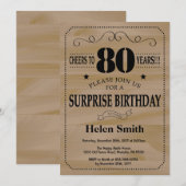 サプライズ80th誕生日ウッ素朴ド 招待状 (正面/裏面)