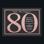 サプライズ80th誕生日バラピンク金ゴールドグリッター 招待状<br><div class="desc">サプライズ80誕生日招待状。黒とバラのピンクの金ゴールドグリッターの誕生日パーティ招待状（背景は黒板）。サプライズ誕生日。大人の誕生日。男性も女性もバッシュパーティー。さらにカスタマイズするには、「クリックカスタマイズit」ボタンをクリックし、デザインツールを使用してこのテンプレートを変更してください。</div>