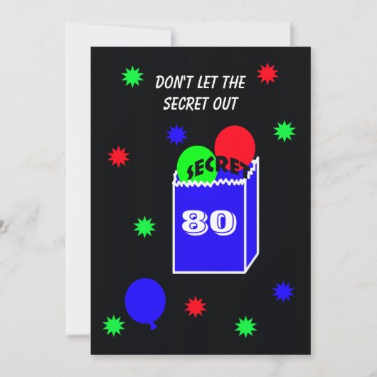 サプライズ80th誕生日パーティー招待秘密 招待状 (正面)