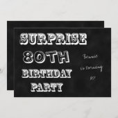 サプライズ80th誕生日パーティー招待Chalkboard 招待状 (正面/裏面)