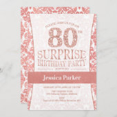 サプライズ80th誕生日パーティー – バラ金ゴールドホワイト 招待状 (正面/裏面)