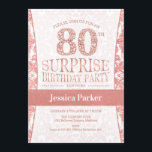 サプライズ80th誕生日パーティー – バラ金ゴールドホワイト 招待状<br><div class="desc">驚きの80th誕生日パーティー招待の白とバラ金ゴールド。エレガント招待状カードとフェイクグリッターバラ金ゴールドとダイヤモンド。クラシックデザインパーティーに最適なスタイリッシュ。年齢もしを教えてカスタムくれ。</div>