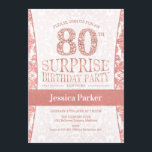 サプライズ80th誕生日パーティー – バラ金ゴールドホワイト 招待状<br><div class="desc">驚きの80th誕生日パーティー招待の白とバラ金ゴールド。エレガント招待状カードとフェイクグリッターバラ金ゴールドとダイヤモンド。クラシックデザインパーティーに最適なスタイリッシュ。年齢もしを教えてカスタムくれ。</div>