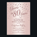 サプライズ80th誕生日パーティー – バラ金ゴールド 招待状<br><div class="desc">サプライズ80thバースデーパーティー招エレガント待デザインとフェイクグリッターバラ金ゴールド。機能スクリプトフォントと紙吹雪。応援80年！メッセージもしメッセージの年齢がカスタム必要だ。</div>