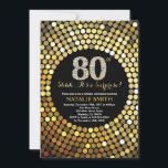 サプライズ80th誕生日ブラックアンド金ゴールドグリッター 招待状<br><div class="desc">サプライズ80番目の誕生日招待状。黒と金ゴールドグリッター。金ゴールドひし形。大人の誕生日パーティー。また男性へは女性。さらにカスタマイズするには、「クリック カスタマイズ   」ボタンをクリックし、デザインツールを使用してこのテンプレートを変更してください。</div>