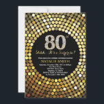サプライズ80th誕生日ブラックアンド金ゴールドグリッター 招待状<br><div class="desc">サプライズ80番目の誕生日招待状。黒と金ゴールドグリッター。金ゴールドひし形。大人の誕生日パーティー。また男性へは女性。さらにカスタマイズするには、「クリック カスタマイズ   」ボタンをクリックし、デザインツールを使用してこのテンプレートを変更してください。</div>