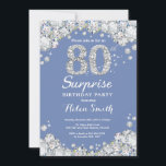 サプライズ80th誕生日ブルーシルバーダイヤモンド 招待状<br><div class="desc">サプライズ80誕生日招待状。青と銀のラインストーンダイヤモンドティール（緑がかった色）ターコイズアクアバックグラウンド。誕生日エレガントBash招待状。大人の誕生日。女性誕生日。男性誕生日。さらにカスタマイズするには、「クリックカスタマイズit」ボタンをクリックし、デザインツールを使用してこのテンプレートを変更してください。</div>