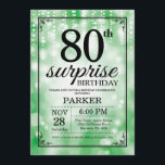 サプライズ80th誕生日招待状グリーングリッター 招待状<br><div class="desc">80誕生日目の驚きの招待状で、緑のグリッター背景付きの緑のストリングライト緑の誕生日。大人の誕生日。男性か女性のBday招待状。13.15.16.18.21.30.40.50.60.70.80.90.100.何歳でもさらにカスタマイズするには、「クリックカスタマイズit」ボタンをクリックし、デザインツールを使用してこのテンプレートを変更してください。</div>
