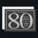 サプライズ80th誕生日招待状シルバーグリッター 招待状<br><div class="desc">サプライズ80番目の誕生日招待状。黒と銀のグリッターの誕生日パーティー招待状、黒板の背景。驚きの誕生日。大人の誕生日。男も女もバッシュパーティー。さらにカスタマイズするには、「クリック カスタマイズ   」ボタンをクリックし、デザインツールを使用してこのテンプレートを変更してください。</div>