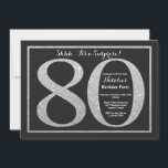 サプライズ80th誕生日招待状シルバーグリッター 招待状<br><div class="desc">サプライズ80番目の誕生日招待状。黒と銀のグリッターの誕生日パーティー招待状、黒板の背景。驚きの誕生日。大人の誕生日。男も女もバッシュパーティー。さらにカスタマイズするには、「クリック カスタマイズ   」ボタンをクリックし、デザインツールを使用してこのテンプレートを変更してください。</div>