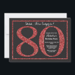 サプライズ80th誕生日招待状レッドグリッター 招待状<br><div class="desc">サプライズ80誕生日招待状。黒と赤のグリッターの誕生日パーティ招待状（背景は黒）。サプライズ誕生日。大人の誕生日。男性も女性もバッシュパーティー。さらにカスタマイズするには、「クリックカスタマイズit」ボタンをクリックし、デザインツールを使用してこのテンプレートを変更してください。</div>