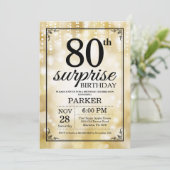 サプライズ80th誕生日招待状金ゴールドグリッター 招待状 (スタンド正面)