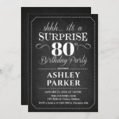 サプライズ80th誕生日 – シャルボード白黒 招待状 (正面/裏面)